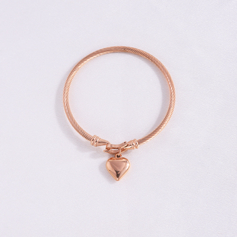 Rose gold plated Heart Shape Bangle