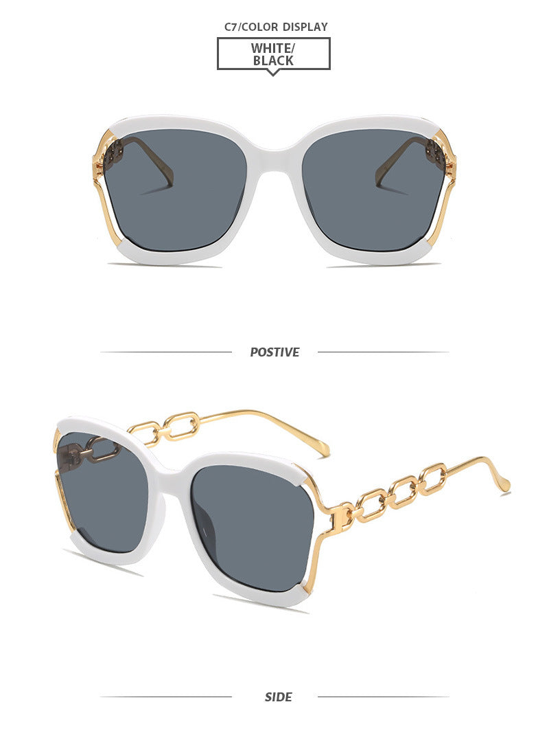 elegant solid color pc square half frame women's sunglasses