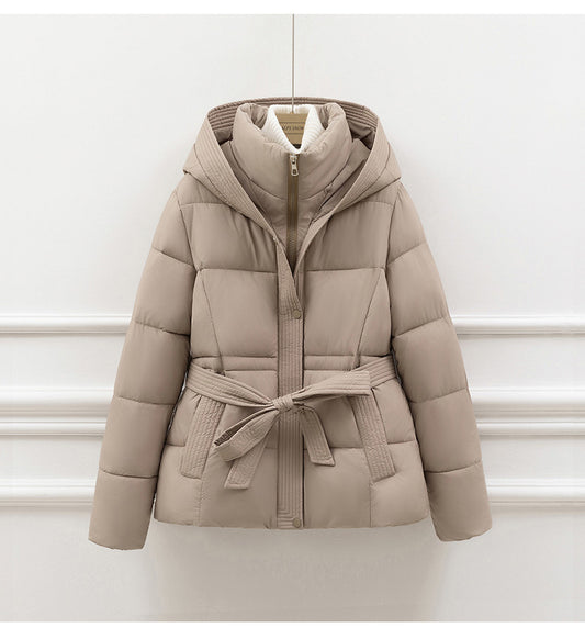 Hooded High Collar Pocket Zipper Coat