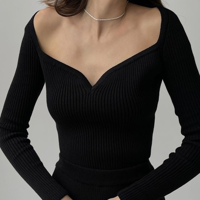 Long Sleeve Square-Neck Autumn Sweater