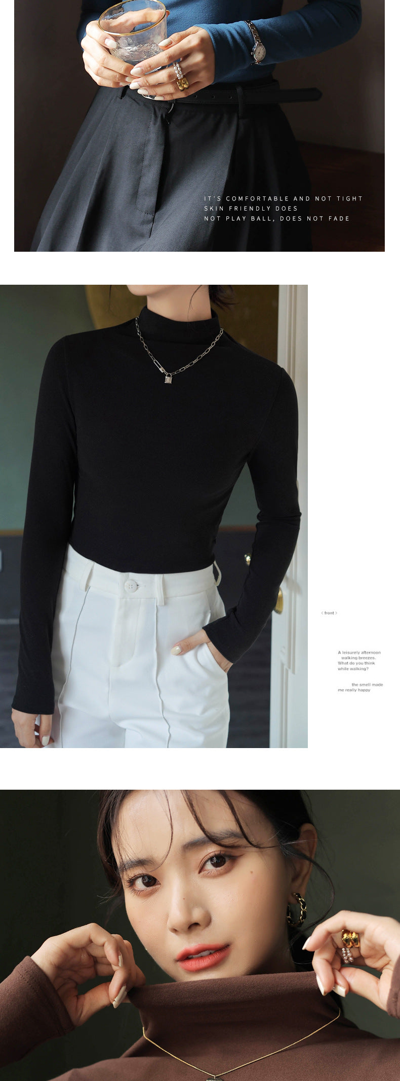 High Neck Style Long Sleeve T Shirt