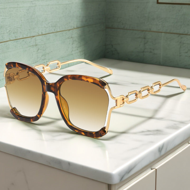 elegant solid color pc square half frame women's sunglasses