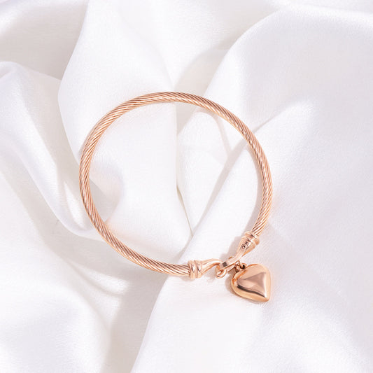 Rose gold plated Heart Shape Bangle