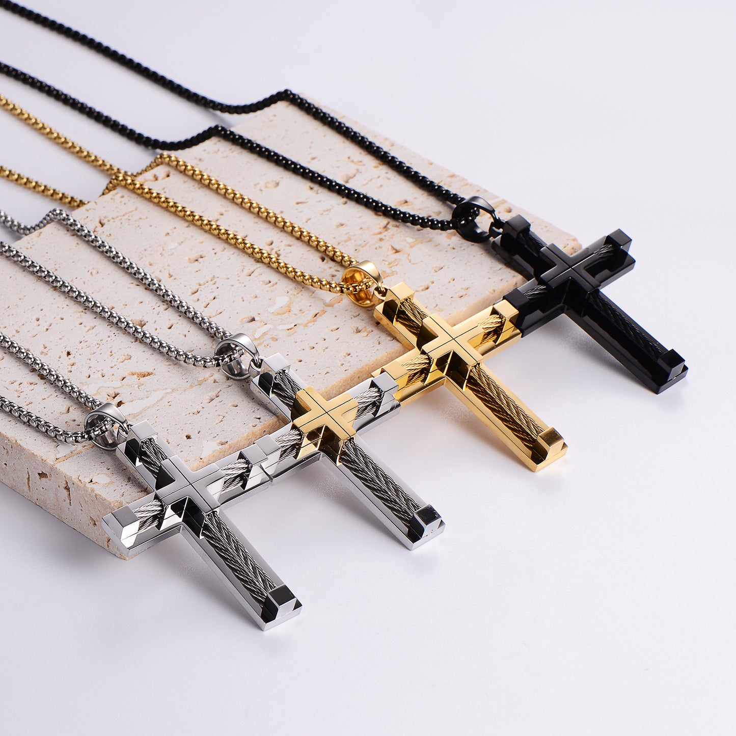 Petruded style cross pendant necklace