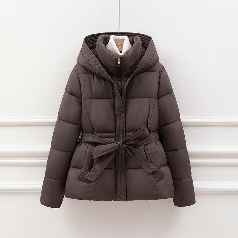 Hooded High Collar Pocket Zipper Coat