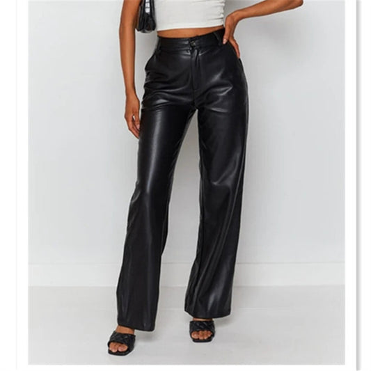 Loose fit pocket leather trousers