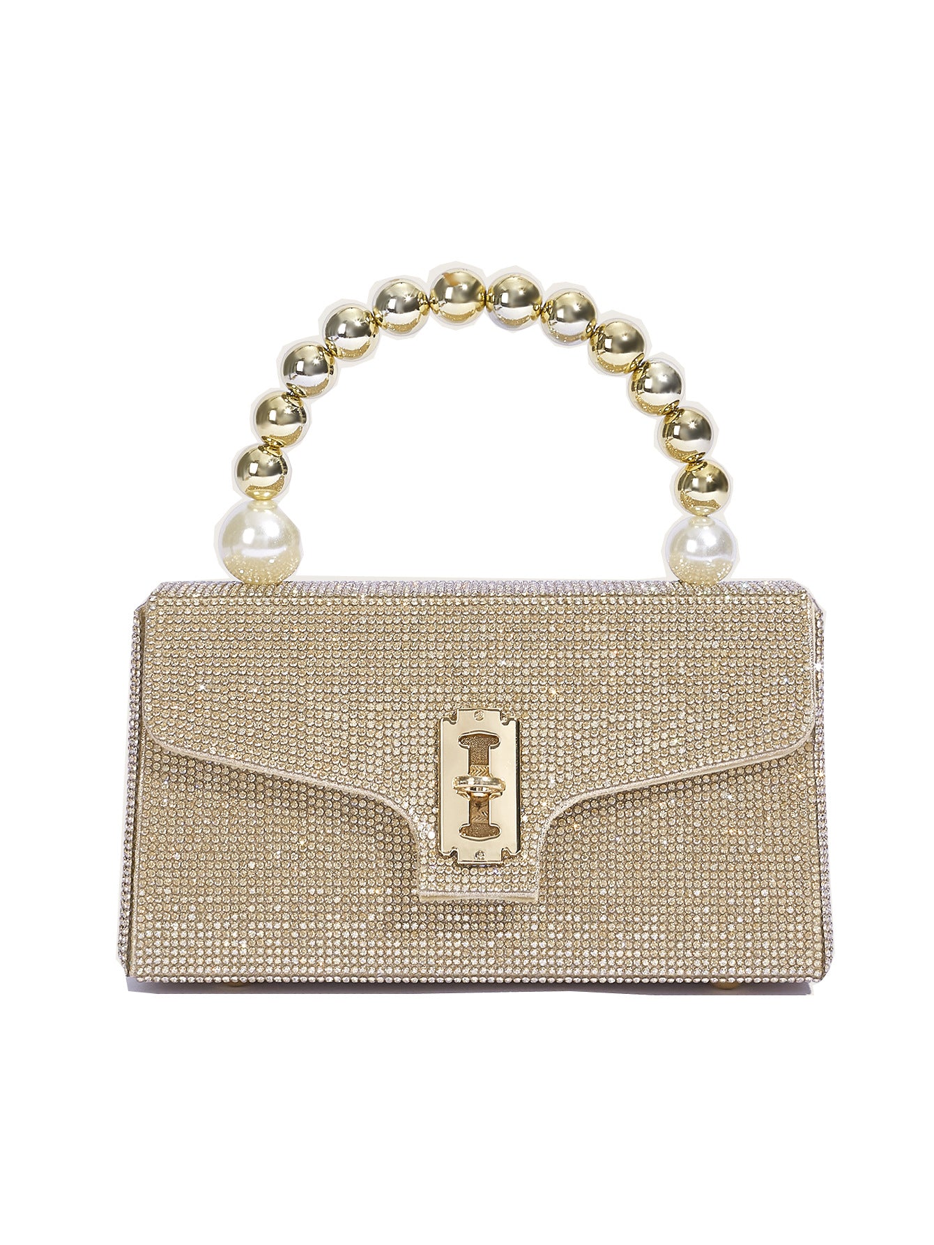 Rhinestone Elegant Square Lock Clasp Evening Bag