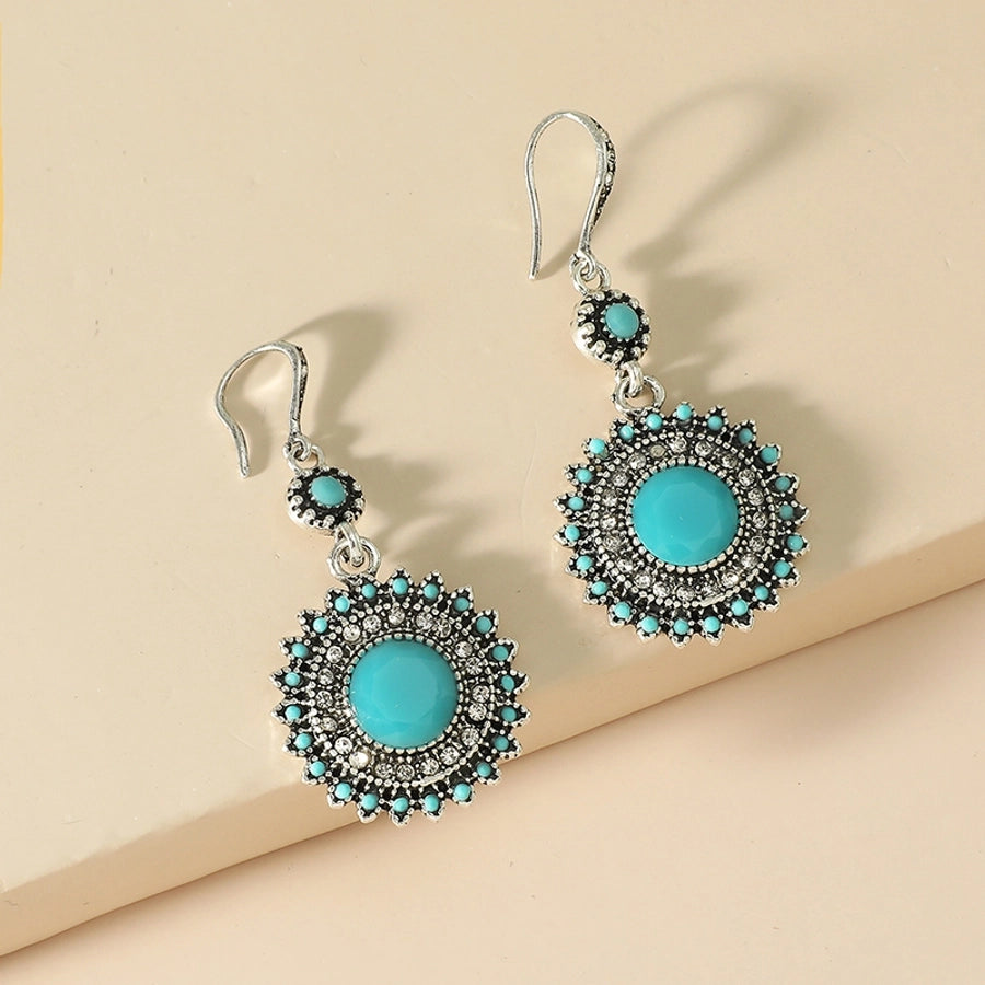 1 pair elegant ethnic style zircon drop earrings