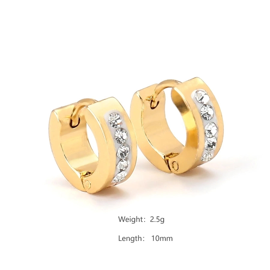 1 Pair Elegant Simple Style Geometric 304 Stainless Steel Zircon 18K Gold Plated Huggie Earrings