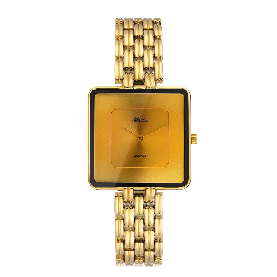 MISSFOX Golden Black Square Quartz Watch