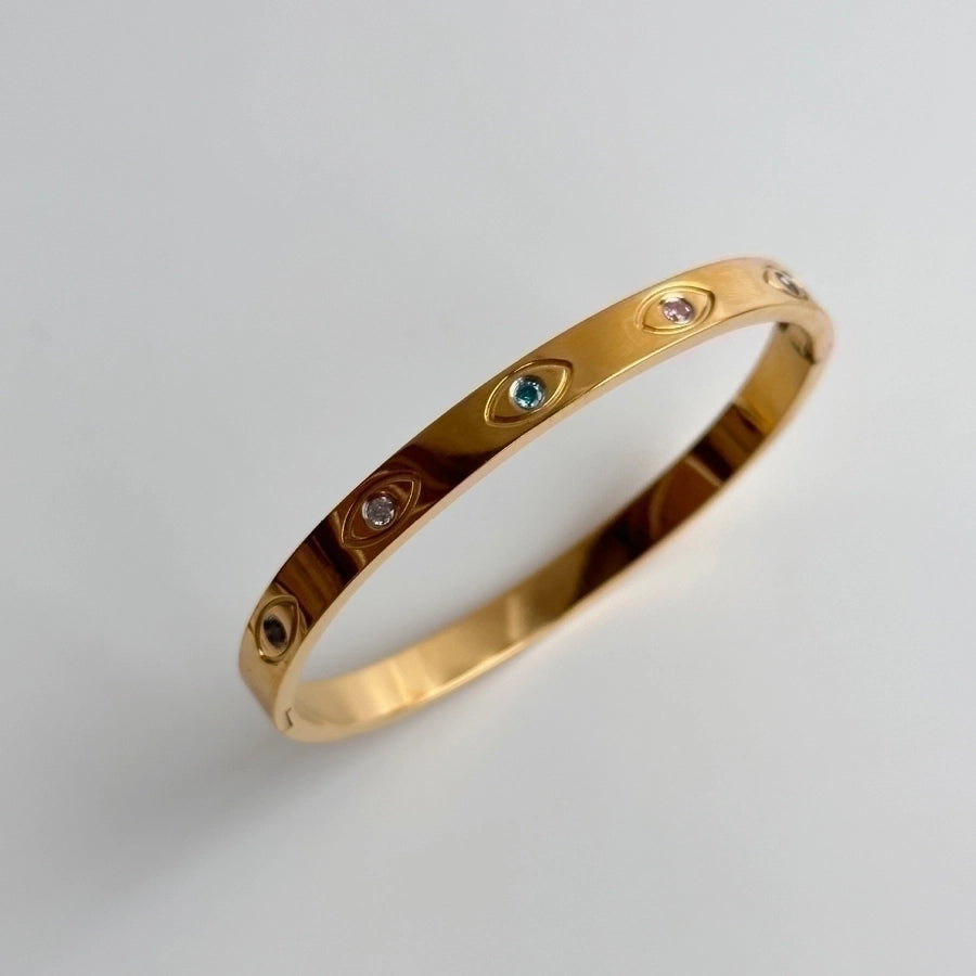 Coloured Crystal Drop Zircon 18k Gold Plated Bangle