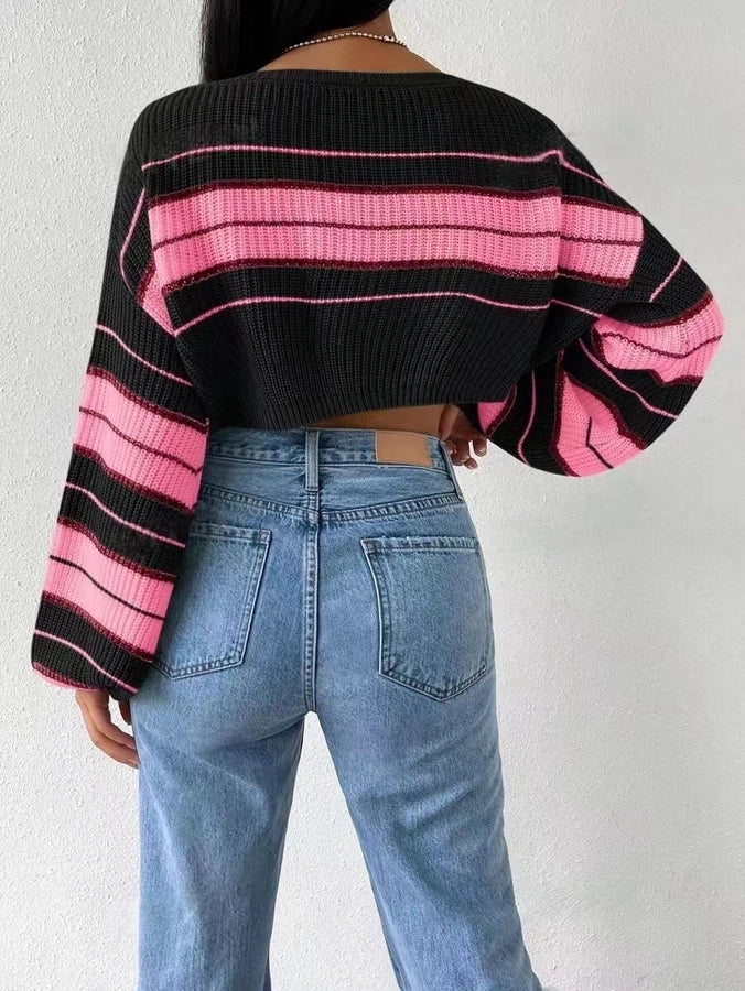 Casual Colour Block Stripe Sweater