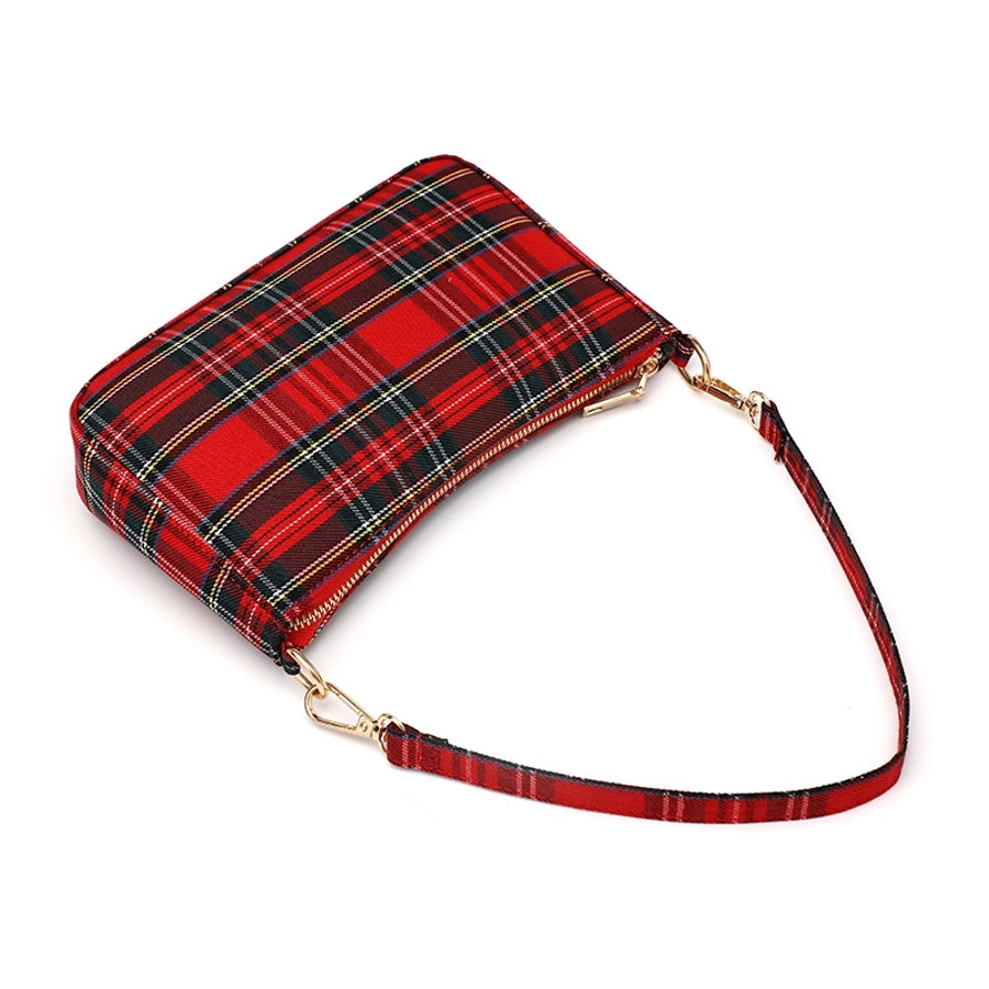 Retro Red Plaid French shoulder underarm handbag