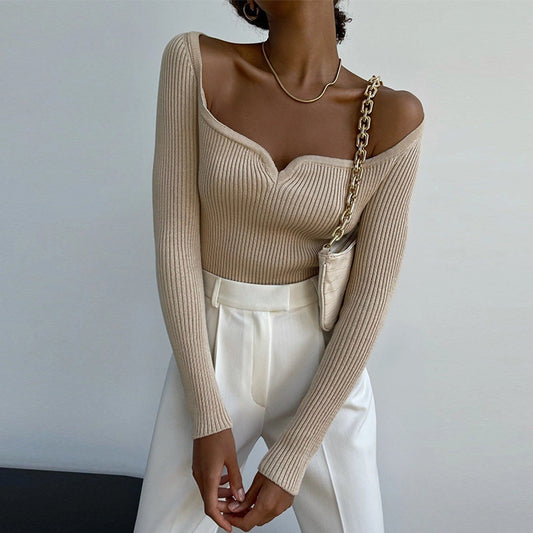 Long Sleeve Square-Neck Autumn Sweater