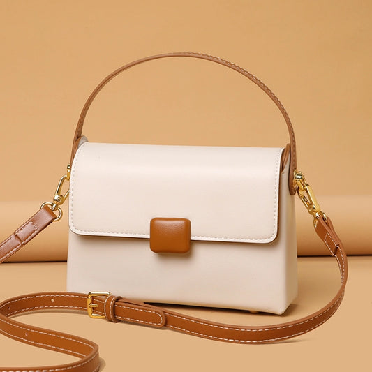 Small leather colour block vintage crossbody bag