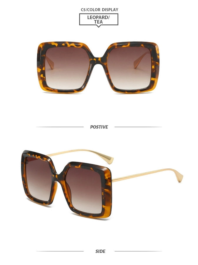 elegant basic gradient color pc square full frame women's sunglasses