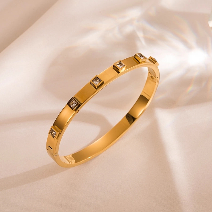 Coloured crystal top shape gold plated zircon bangle