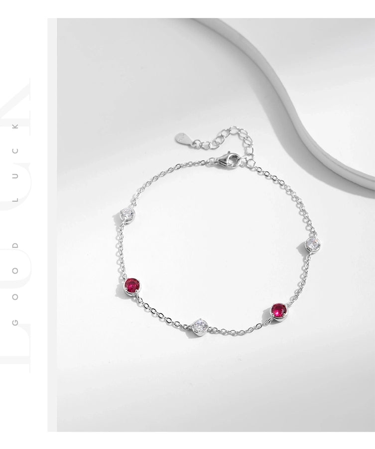 Elegant round coloured block sterling silver bracelet