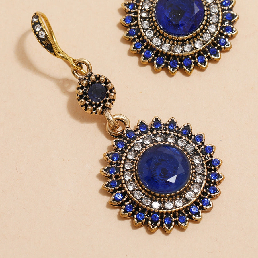 1 pair elegant ethnic style zircon drop earrings