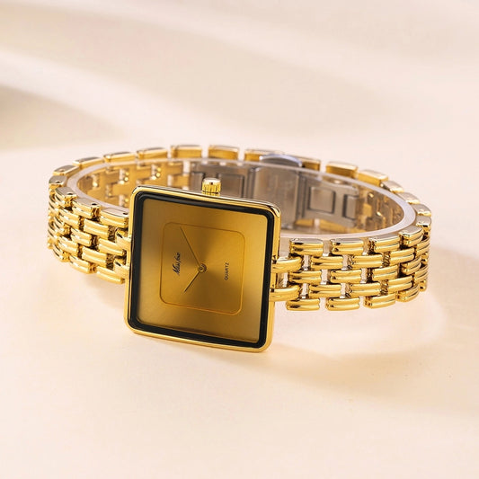 MISSFOX Golden Black Square Quartz Watch