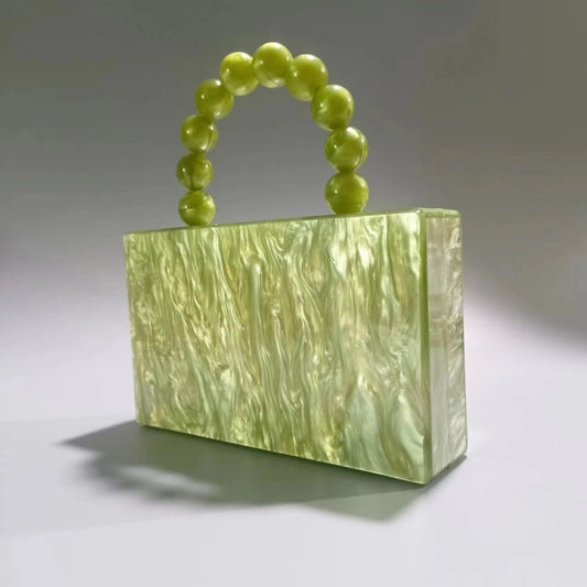 Acrylic solid colour beading square evening bag