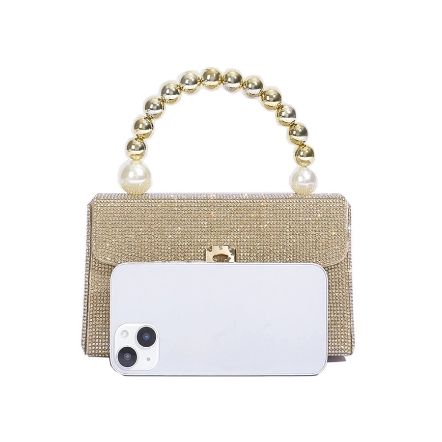 Rhinestone Elegant Square Lock Clasp Evening Bag