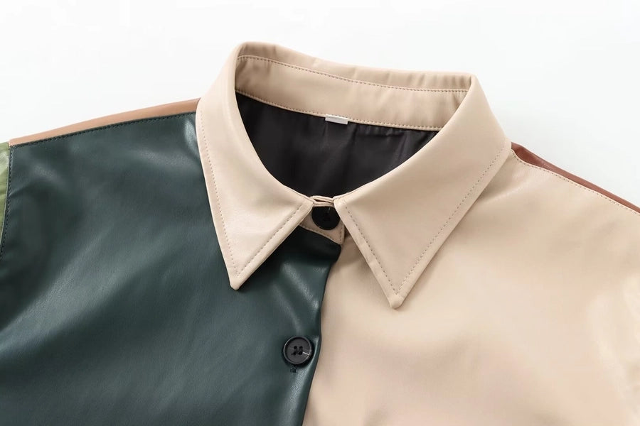 Block Coloured Leather Shirt