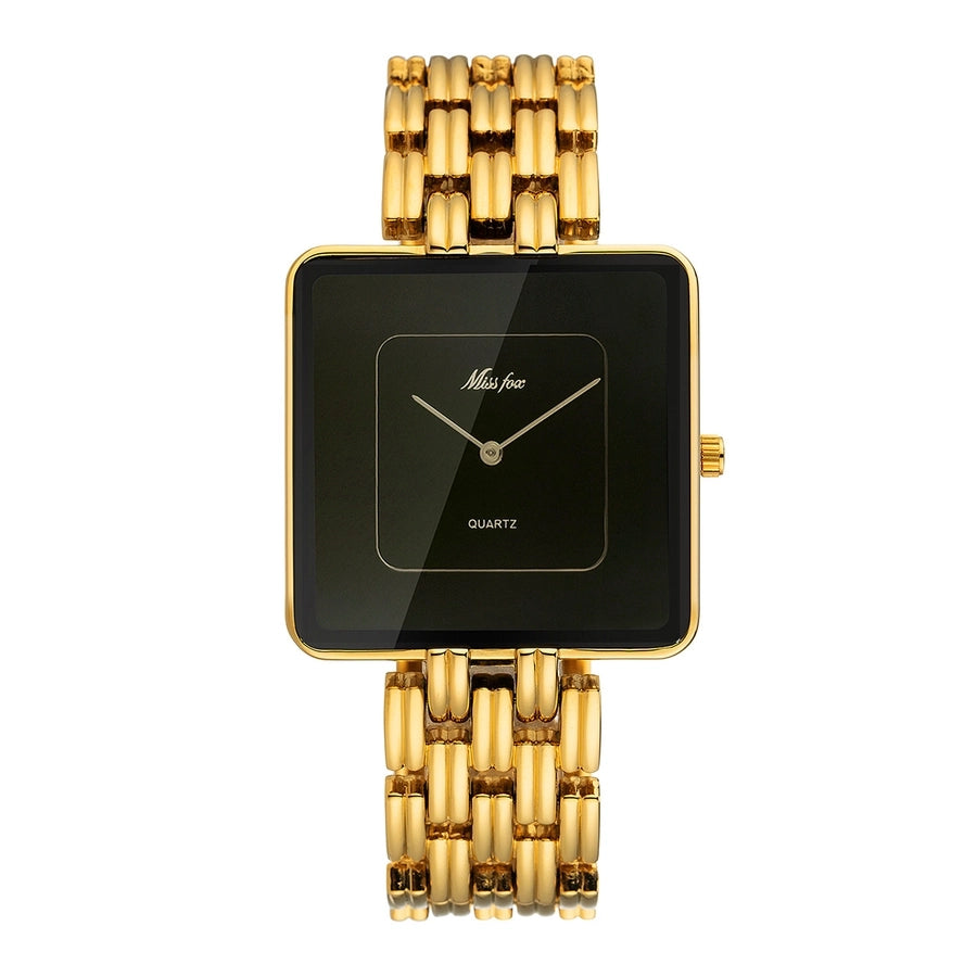 MISSFOX Golden Black Square Quartz Watch