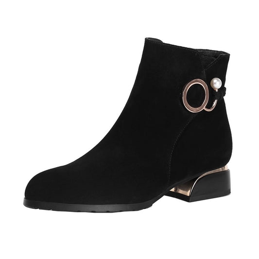 Wide Feet Ankle Ringed Suede Boots