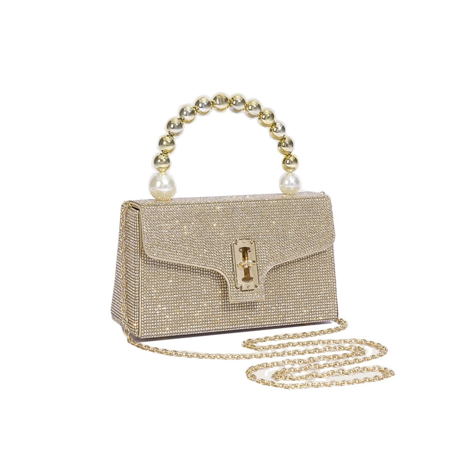 Rhinestone Elegant Square Lock Clasp Evening Bag