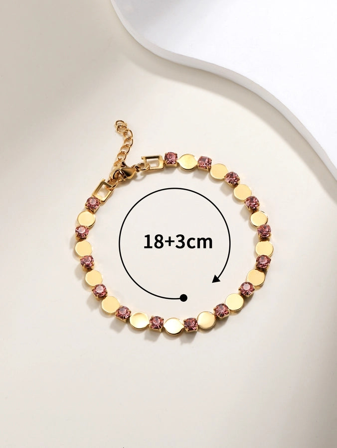 Retro colour block 18K gold plated zircon bracelet