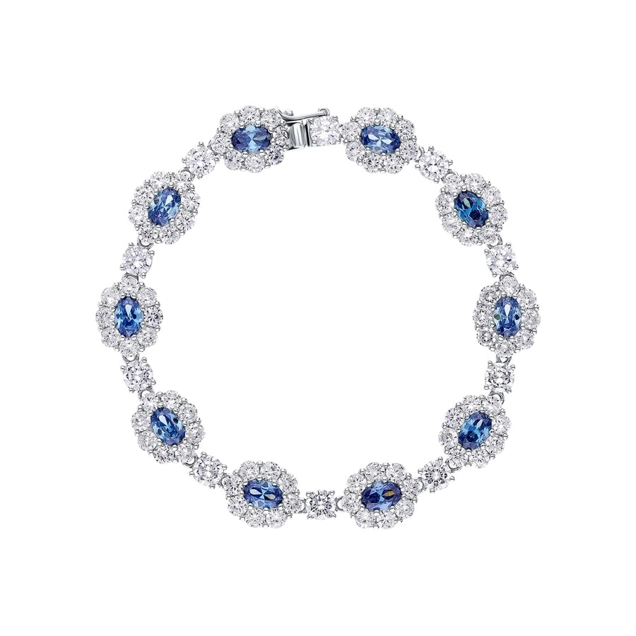 Sterling Silver White Gold Plated Luxurious Flower Zirconia Bracelets