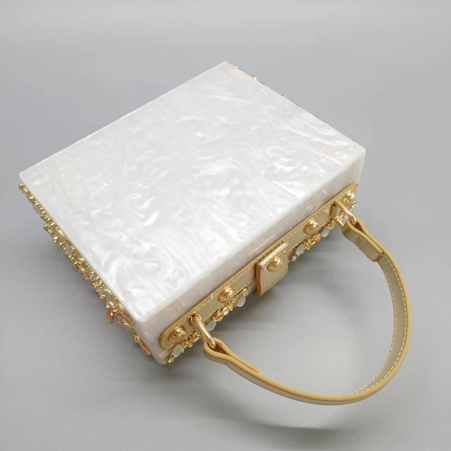 Acrylic White Gold Diamond Bag