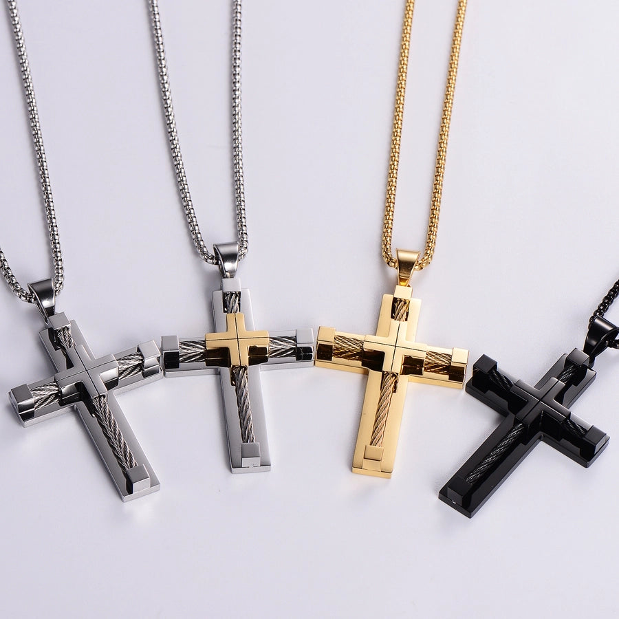 Petruded style cross pendant necklace