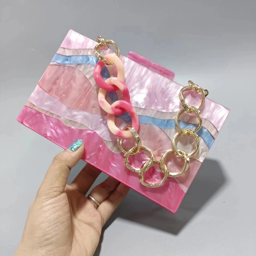 Acrylic colour block square evening bag