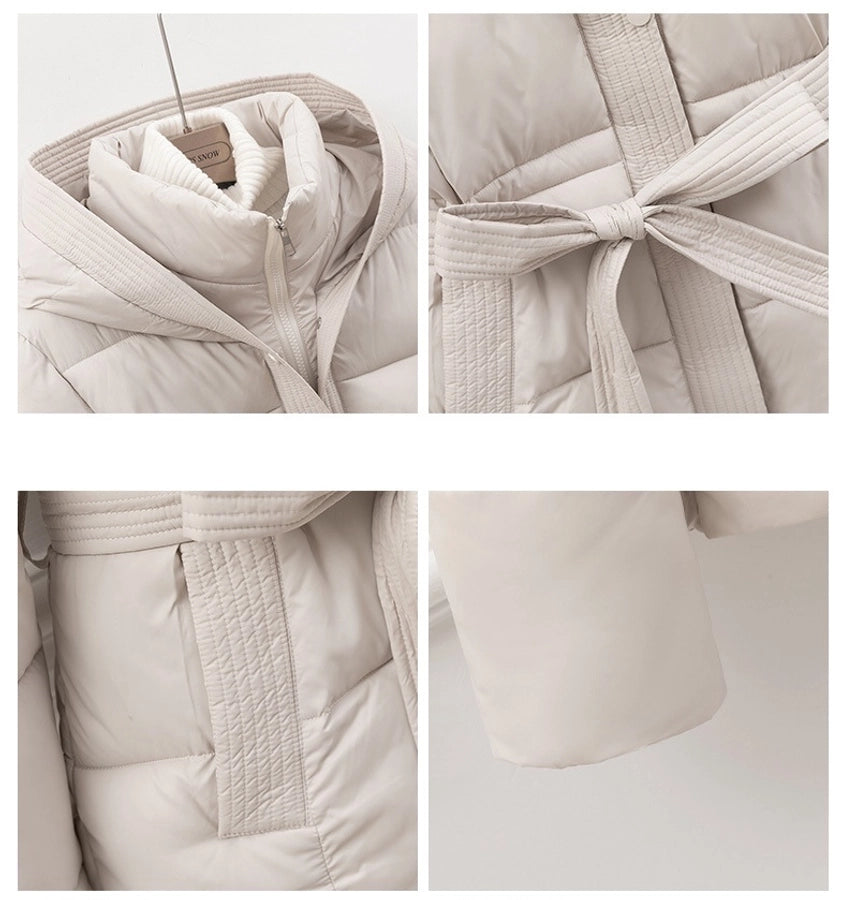 Hooded High Collar Pocket Zipper Coat