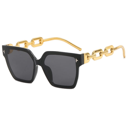 elegant color block leopard pc square full frame women's sunglasses