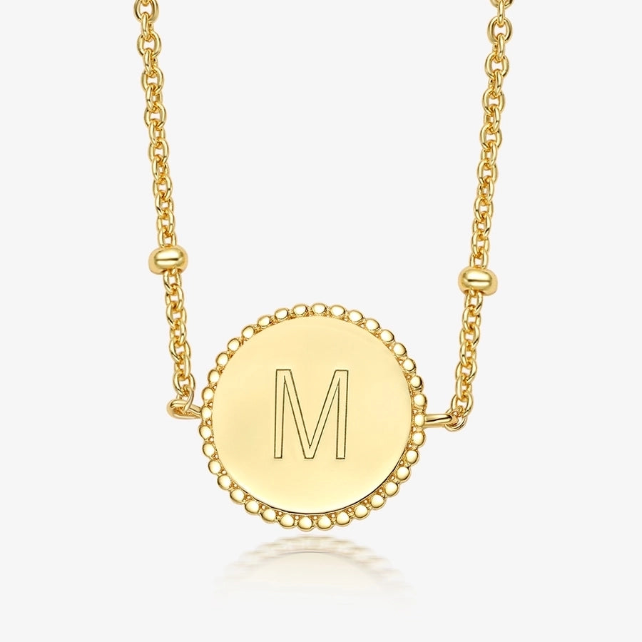 Sterling Silver Gold Plated Round Letter Necklace