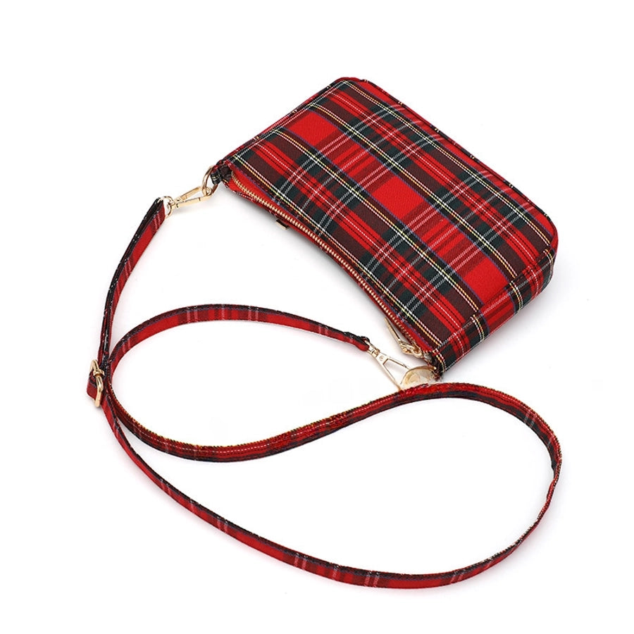 Retro Red Plaid French shoulder underarm handbag