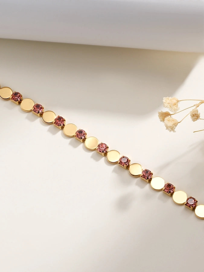 Retro colour block 18K gold plated zircon bracelet