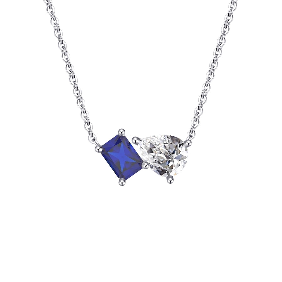 Sterling silver coloured cubic pendant necklace