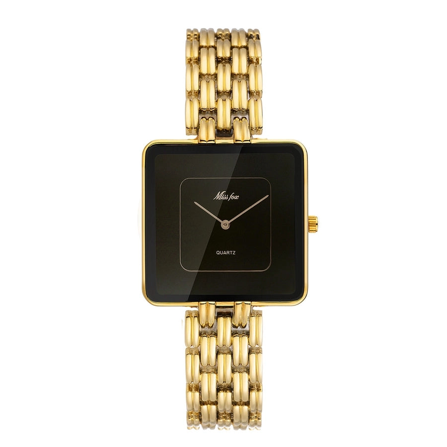 MISSFOX Golden Black Square Quartz Watch