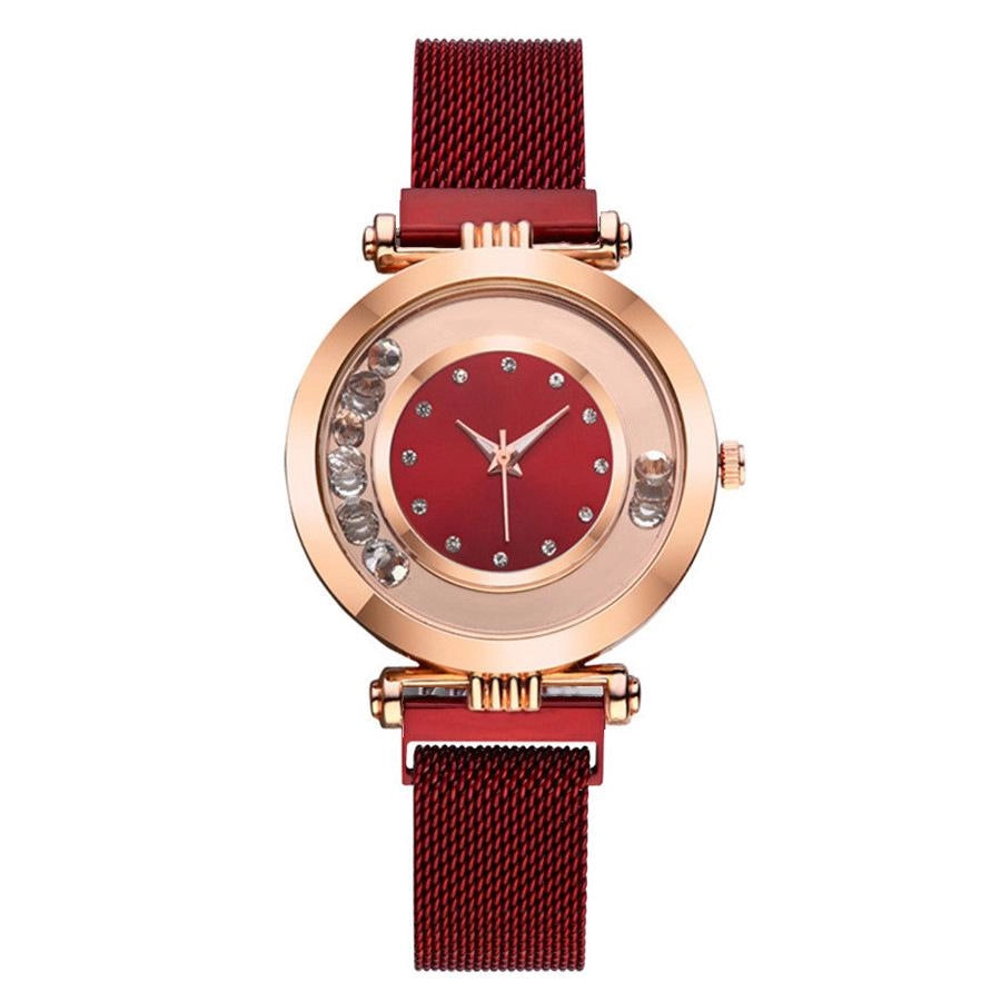 Coloured style rounded diamond face watch