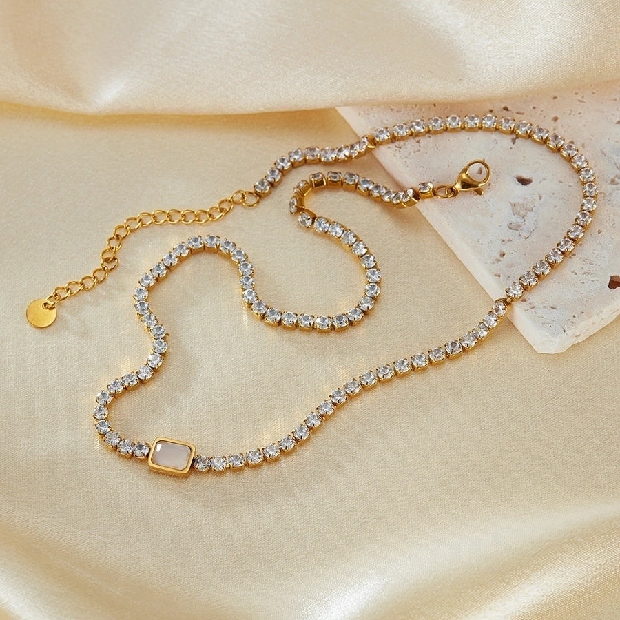 SS Gold zirconia tennis Necklace