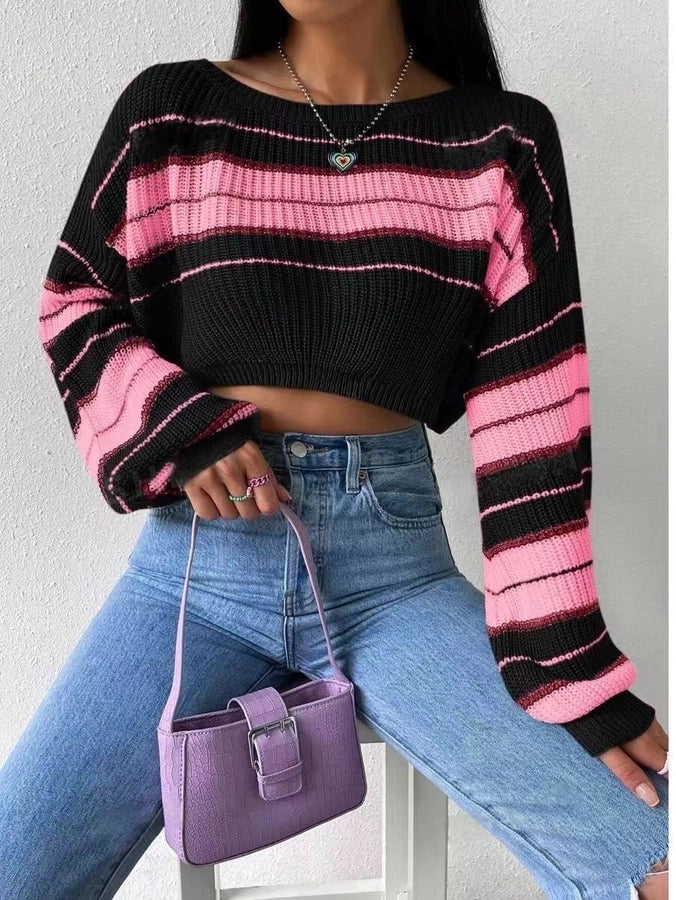 Casual Colour Block Stripe Sweater