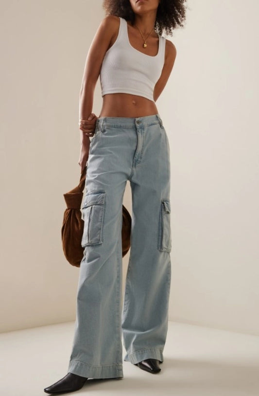 Full length loose pocket jeans