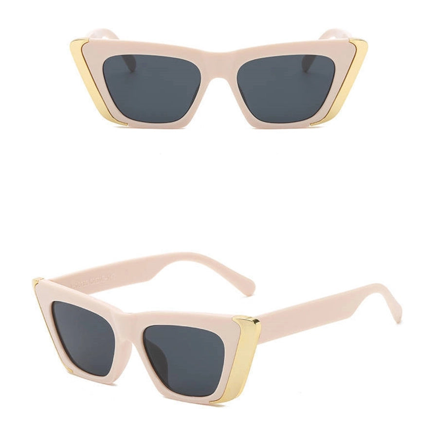 geometric pc cat eye full frame women's sunglasses