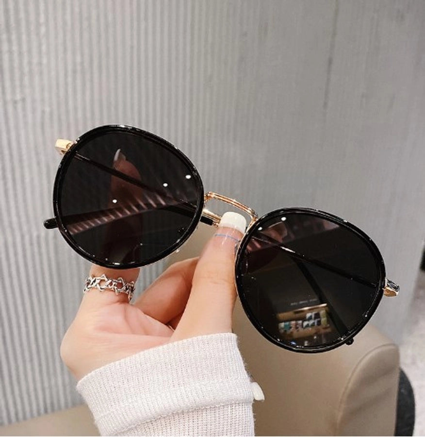 Simple Style Solid Color Ac Round Frame Full Frame Women's Sunglasses