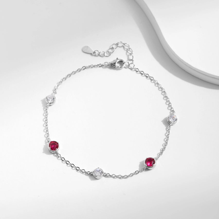 Elegant round coloured block sterling silver bracelet