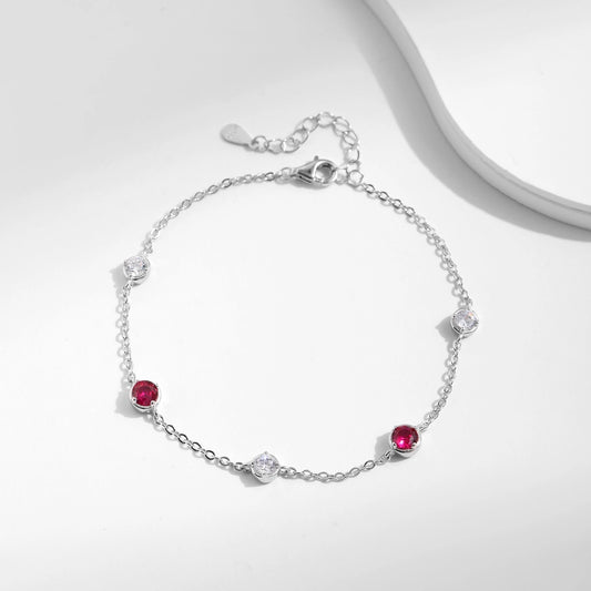 Elegant round coloured block sterling silver bracelet